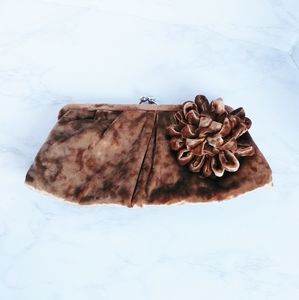 5/$18 Vintage Style Velvet Clutch Floral Accent